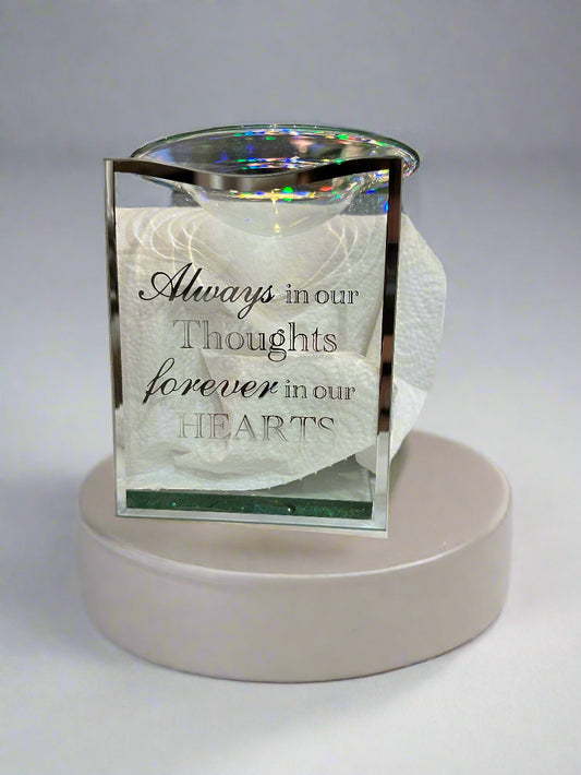 "Always in Our Thoughts" Glass Wax Burner – A Touch of Elegance and Remembrance