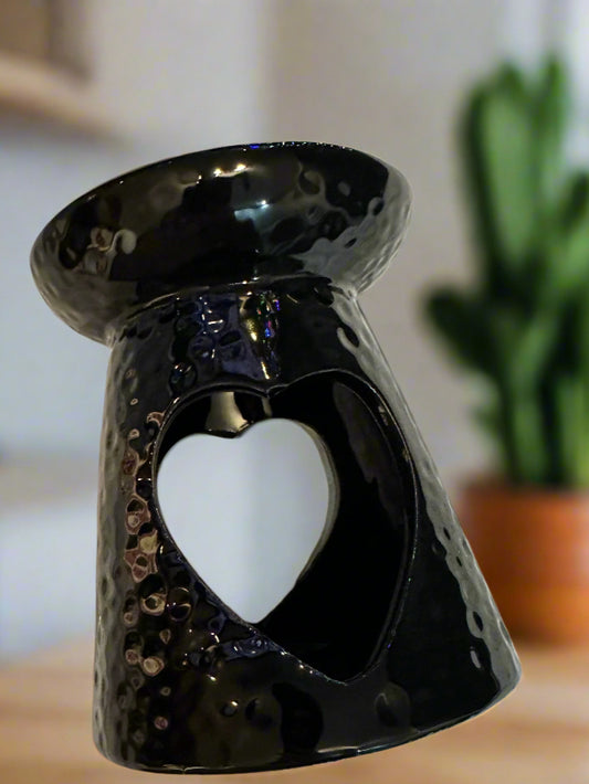 Black Bumpy Love Heart Wax Burner – Bold, Textured Elegance